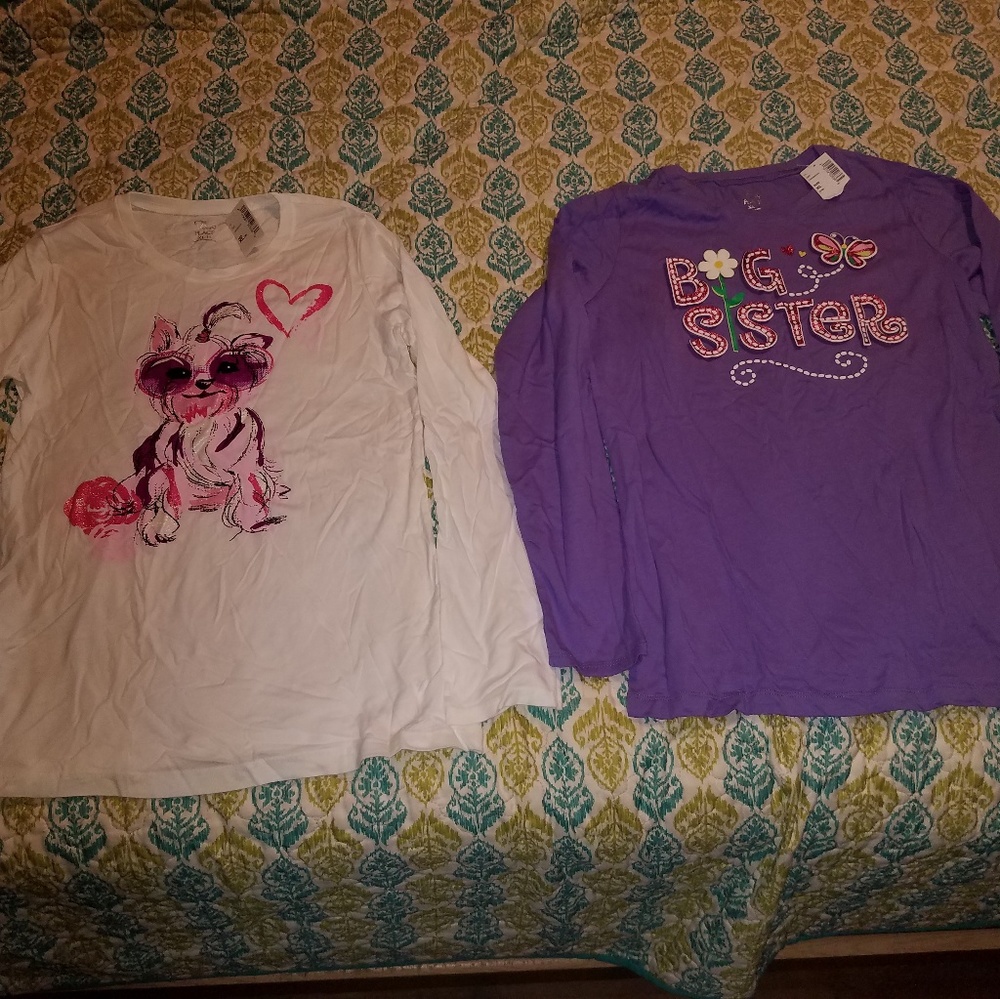 2 girls size XL 14 long sleeve shirts